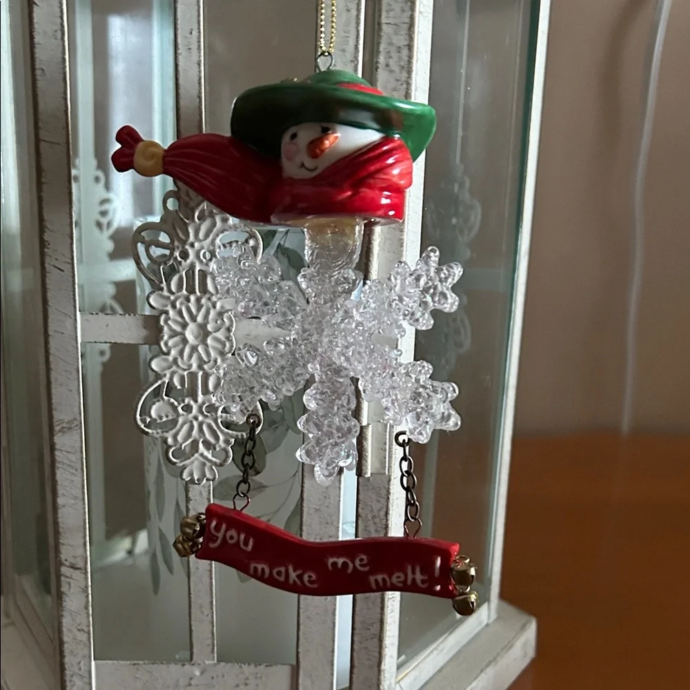 Festive Snowman Ornament with Red Accents